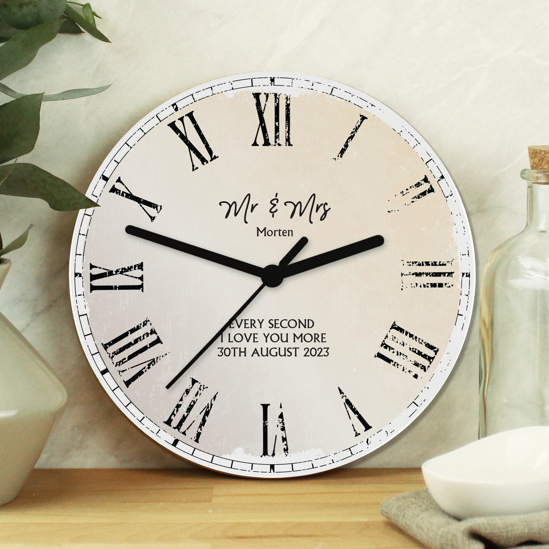 Personalised Rustic Message Wood Clock – alternative view