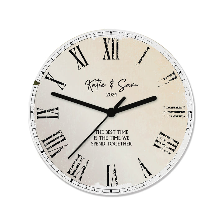 Personalised Rustic Message Wood Clock – alternative view