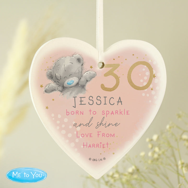 Personalised Me To You Sparkle &amp; Shine Birthday Wooden Heart