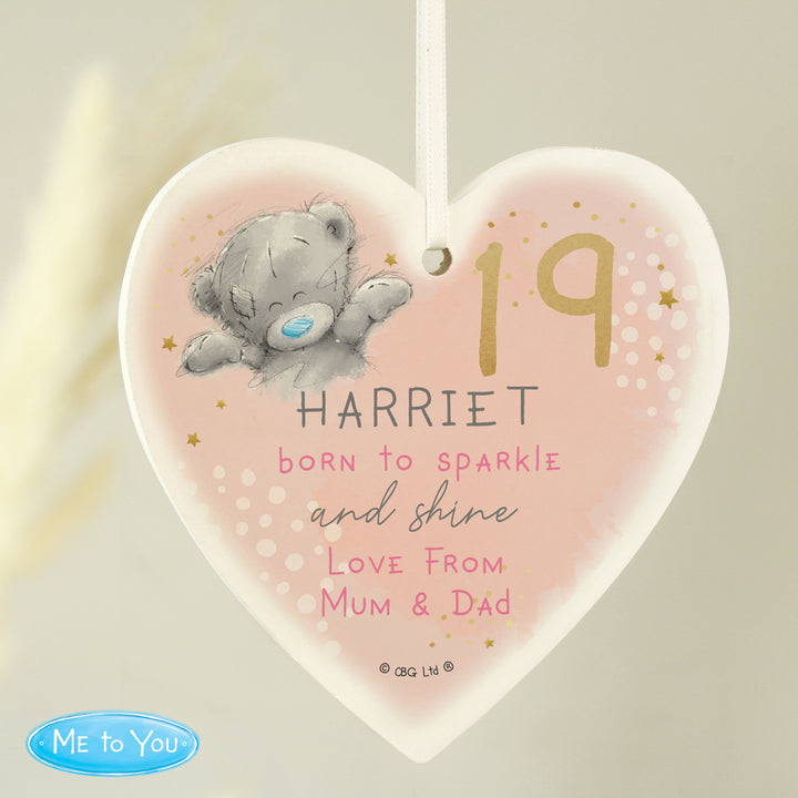 Personalised Me To You Sparkle &amp; Shine Birthday Wooden Heart