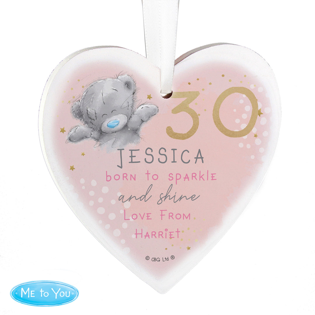 Personalised Me To You Sparkle &amp; Shine Birthday Wooden Heart