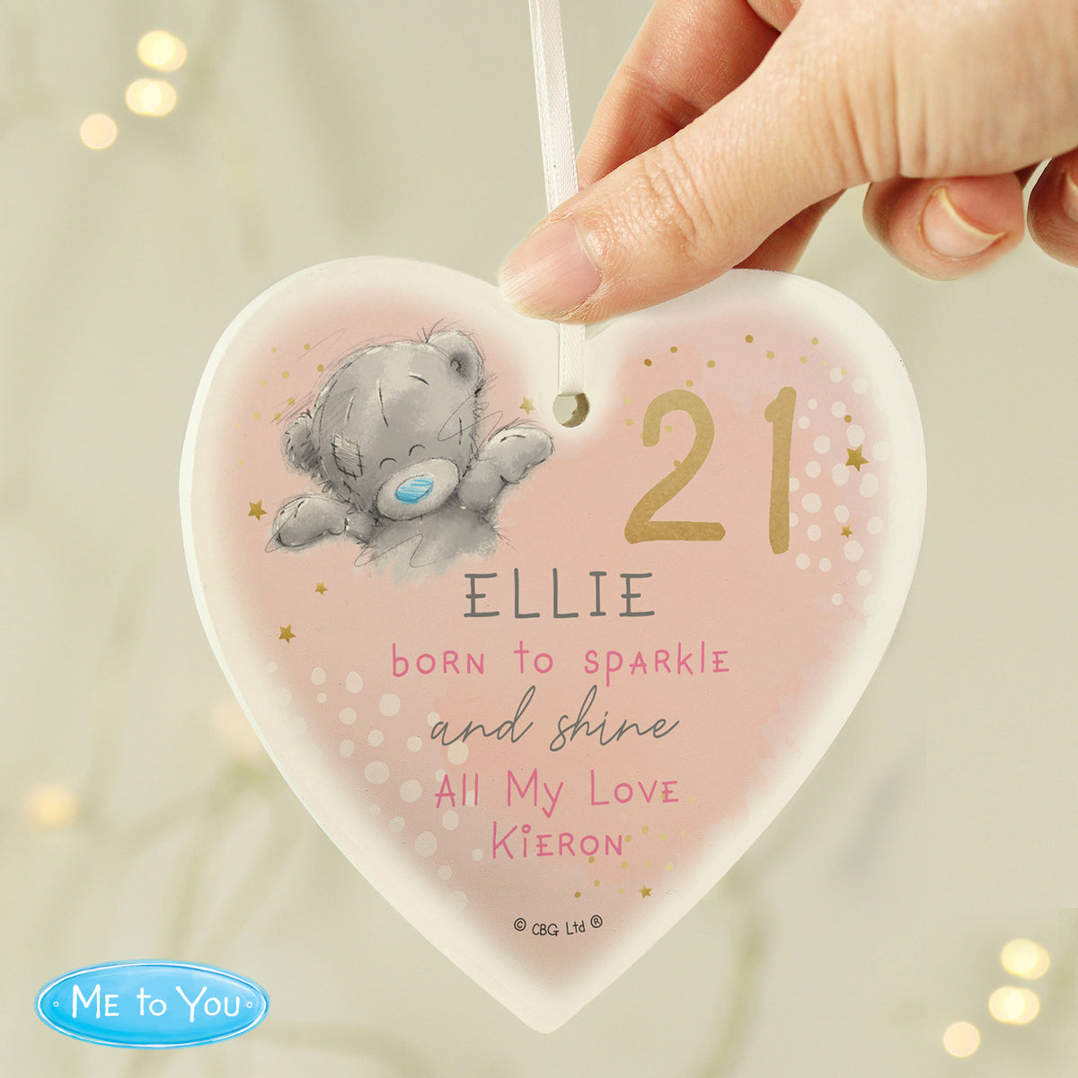 Personalised Me To You Sparkle & Shine Birthday Wooden Heart