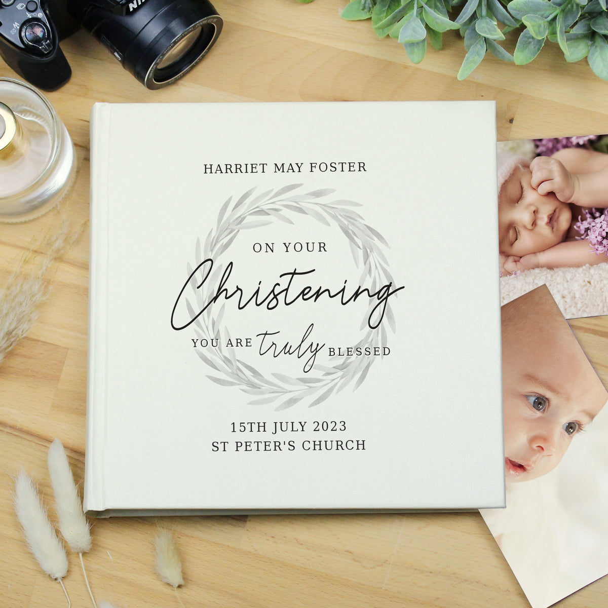 Personalised Truly Blessed Christening Square Photo Album, The Personal Shop, personalised gifts
