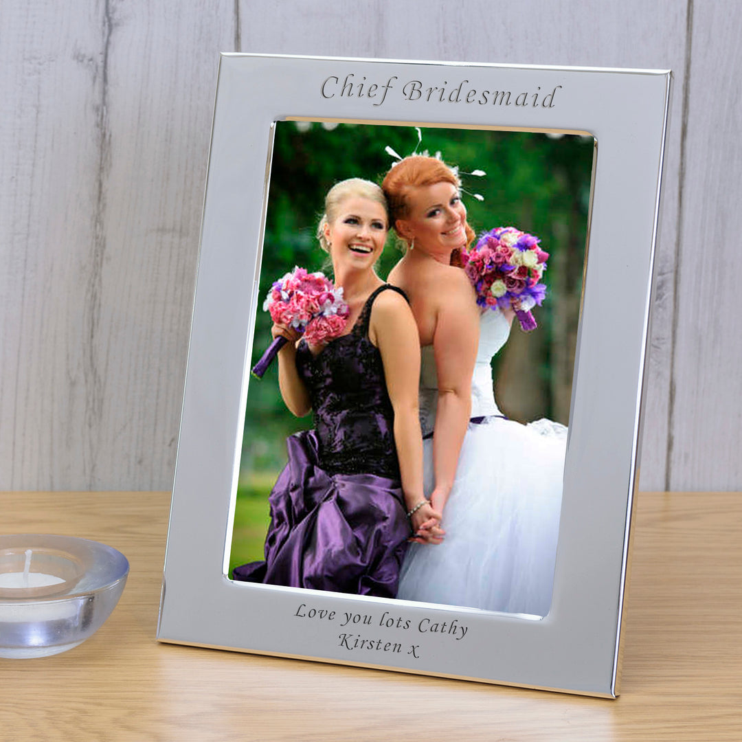 Personalised Chief Bridesmaid Silver Plated Photo Frame 7x5