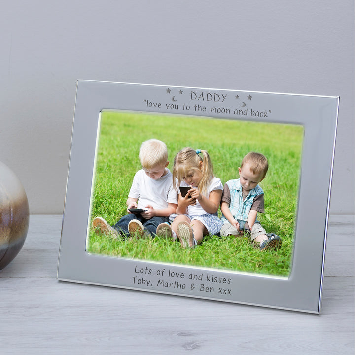 Personalised Daddy Moon and Back Silver Plated Photo Frame 7x5