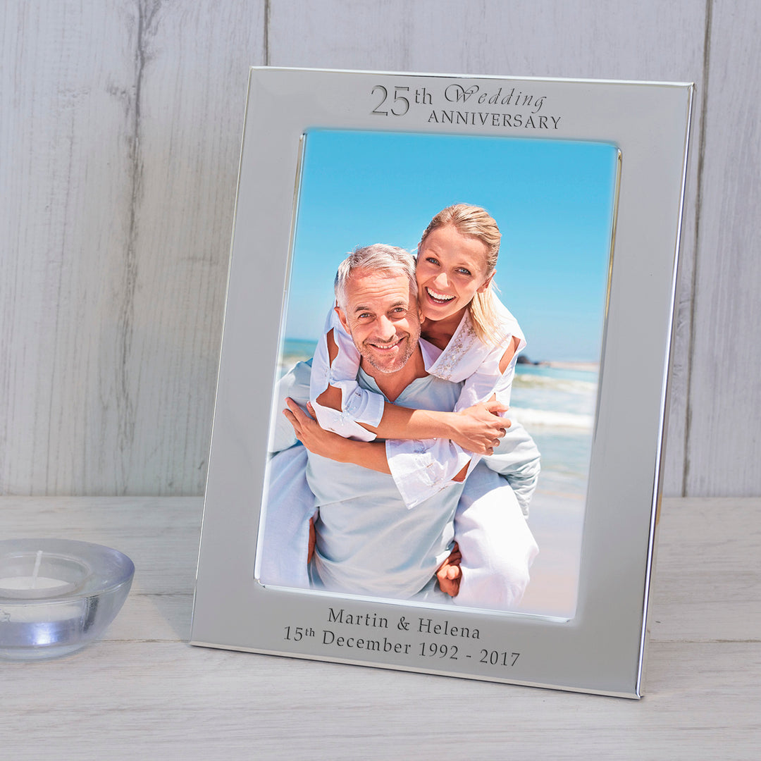 Personalised Wedding Anniversary Silver Plated Photo Frame 7x5