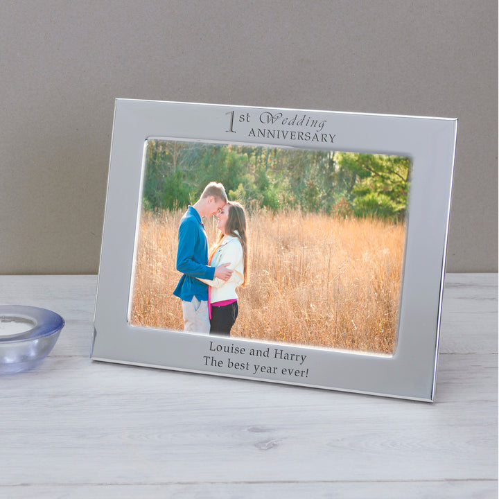 Personalised Wedding Anniversary Silver Plated Photo Frame 7x5