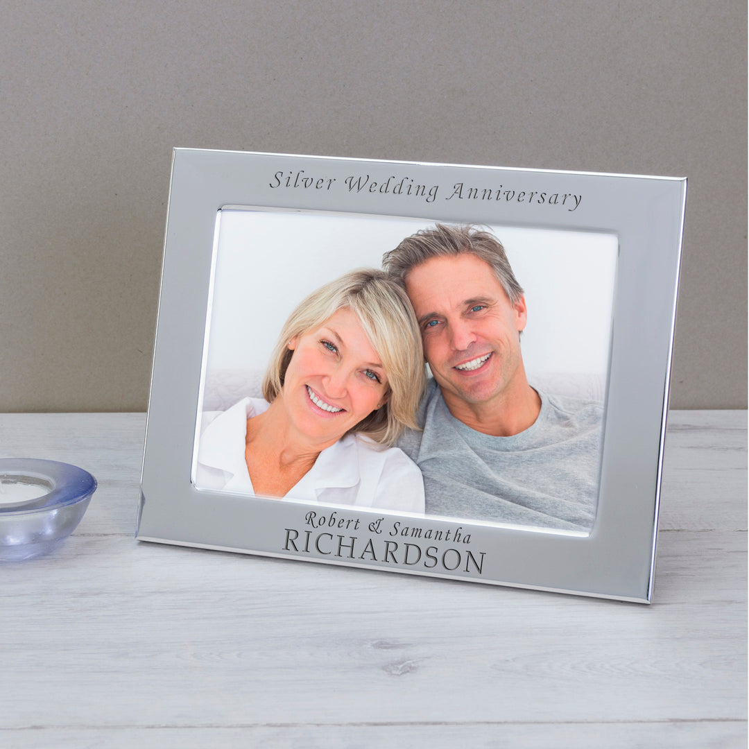 Personalised Silver Wedding Anniversary Photo Frame 7x5
