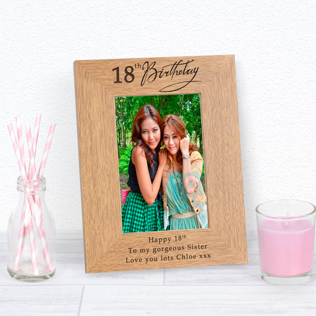 Personalised Happy Birthday Any Age Wooden Photo Frame 7x5