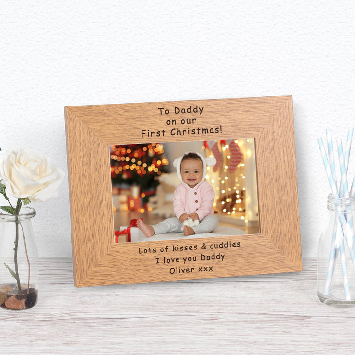 Personalised First Christmas Daddy Oak Photo Frame 6x4