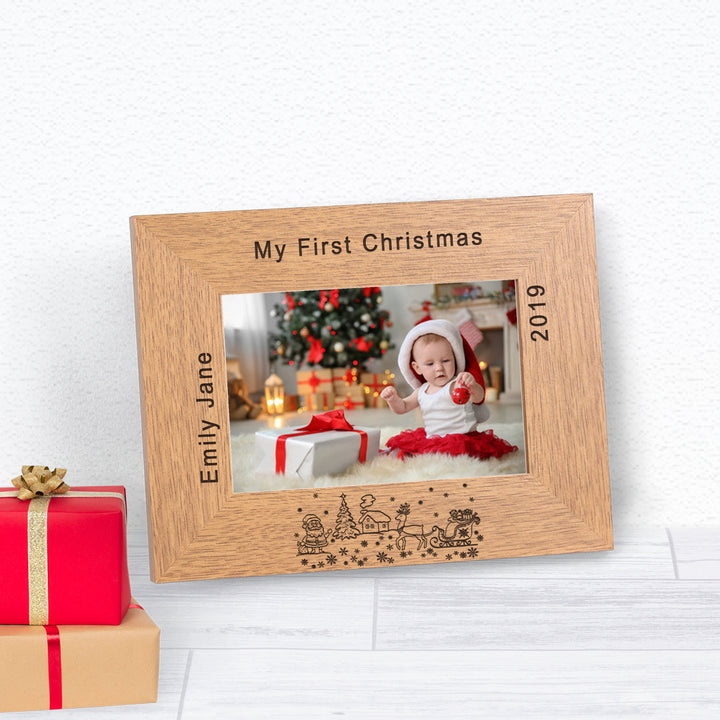 Personalised My First Christmas Wooden Photo Frame 6x4