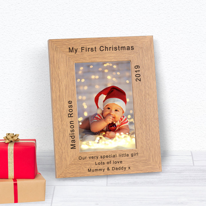 Personalised My First Christmas Oak Finish Photo Frame 6x4