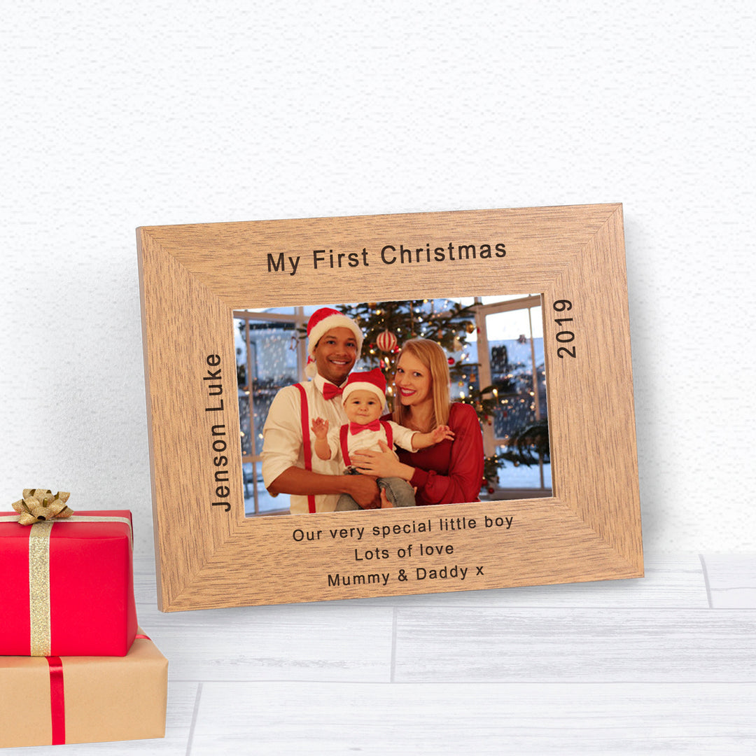 Personalised My First Christmas Oak Finish Photo Frame 6x4