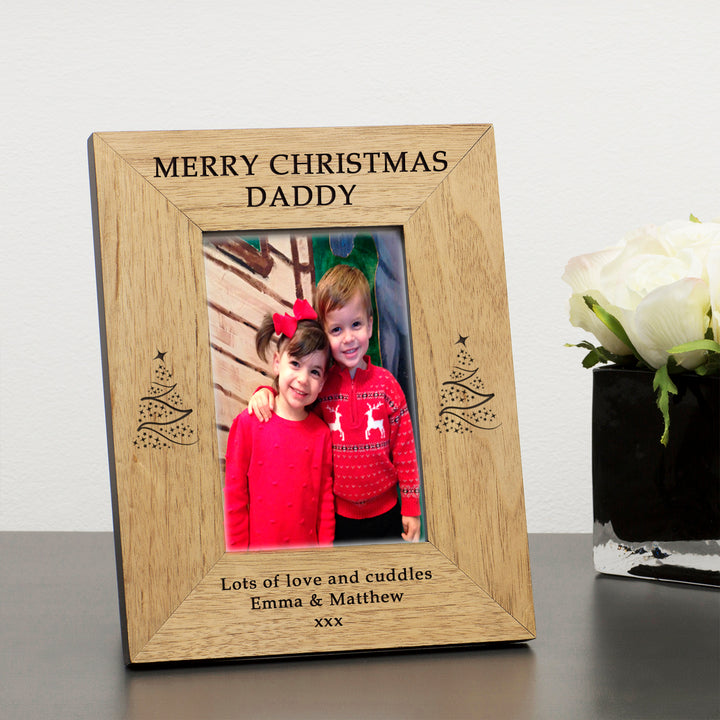 Personalised Merry Christmas Wooden Photo Frame 6x4