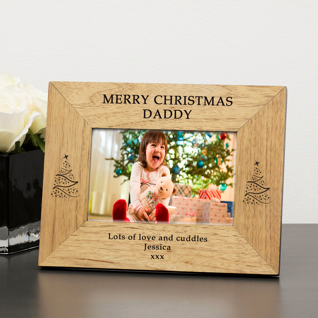Personalised Merry Christmas Wooden Photo Frame 6x4
