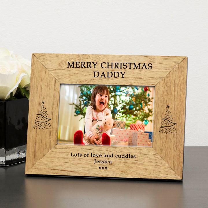 Personalised Merry Christmas Wooden Photo Frame 6x4