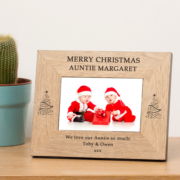 Personalised Merry Christmas Wooden Photo Frame 6x4