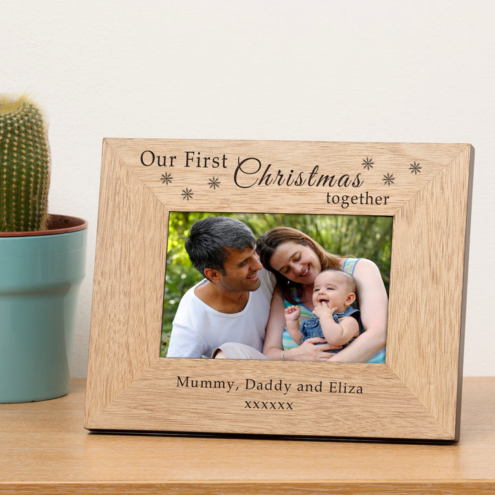 Personalised Our First Christmas Together 6x4 Wooden Frame