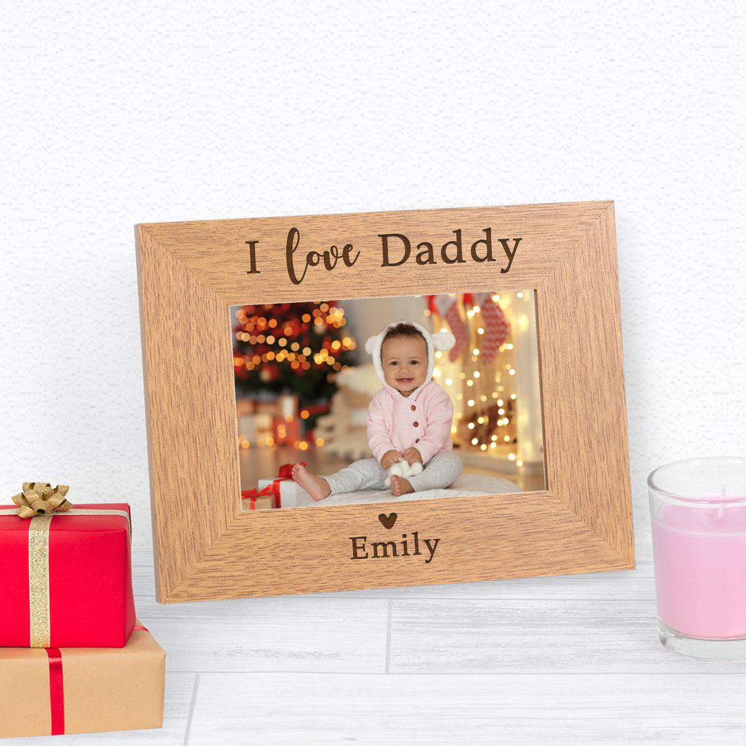 Personalised I/We Love Photo Frame in Oak Finish (7x5)