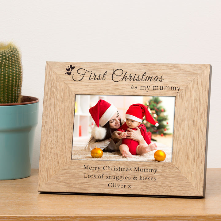 Personalised First Christmas as My Mummy 6x4 Oak Frame