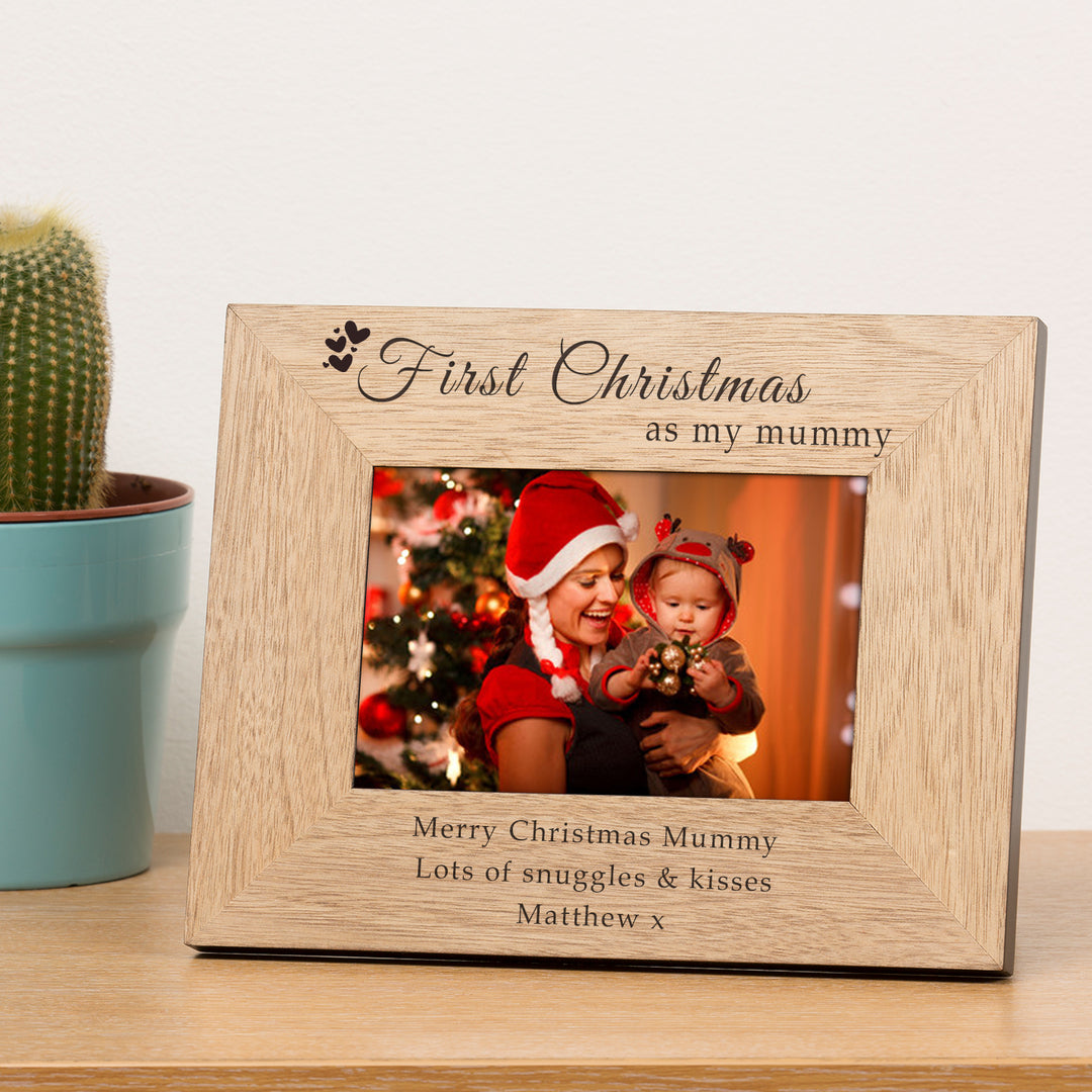 Personalised First Christmas as My Mummy 6x4 Oak Frame