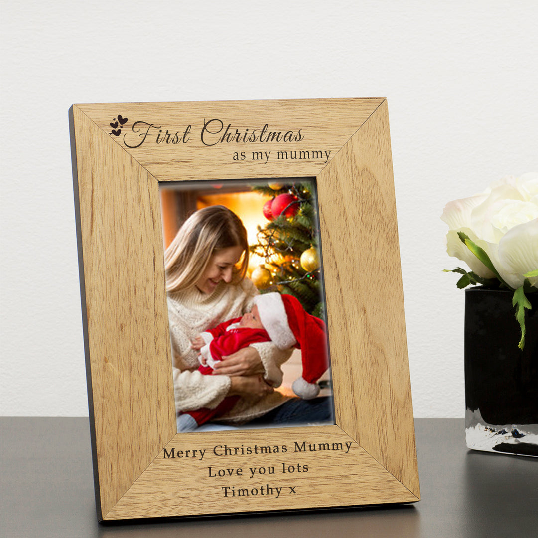 Personalised First Christmas as My Mummy 6x4 Oak Frame