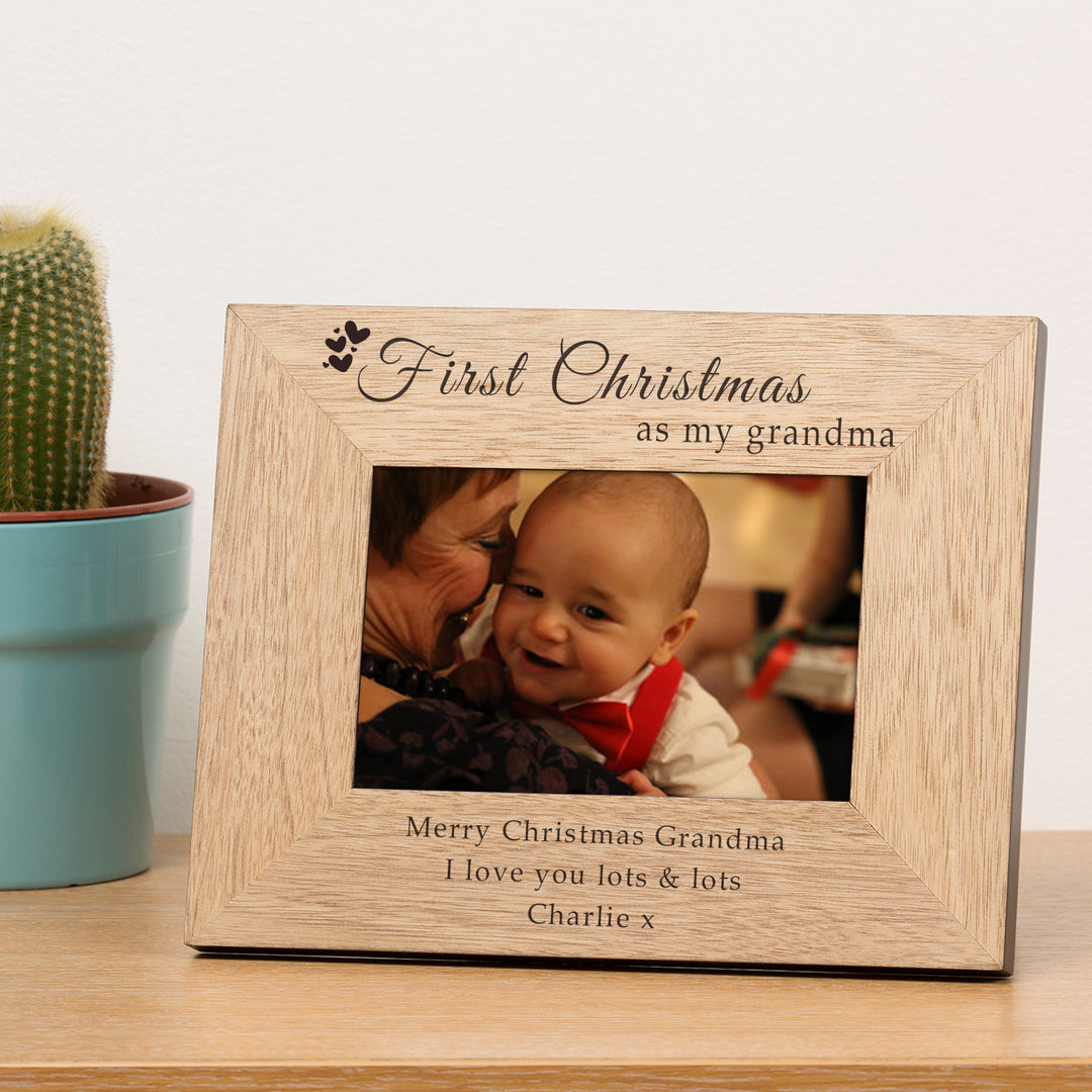 Personalised First Christmas as My Wood Photo Frame 6x4
