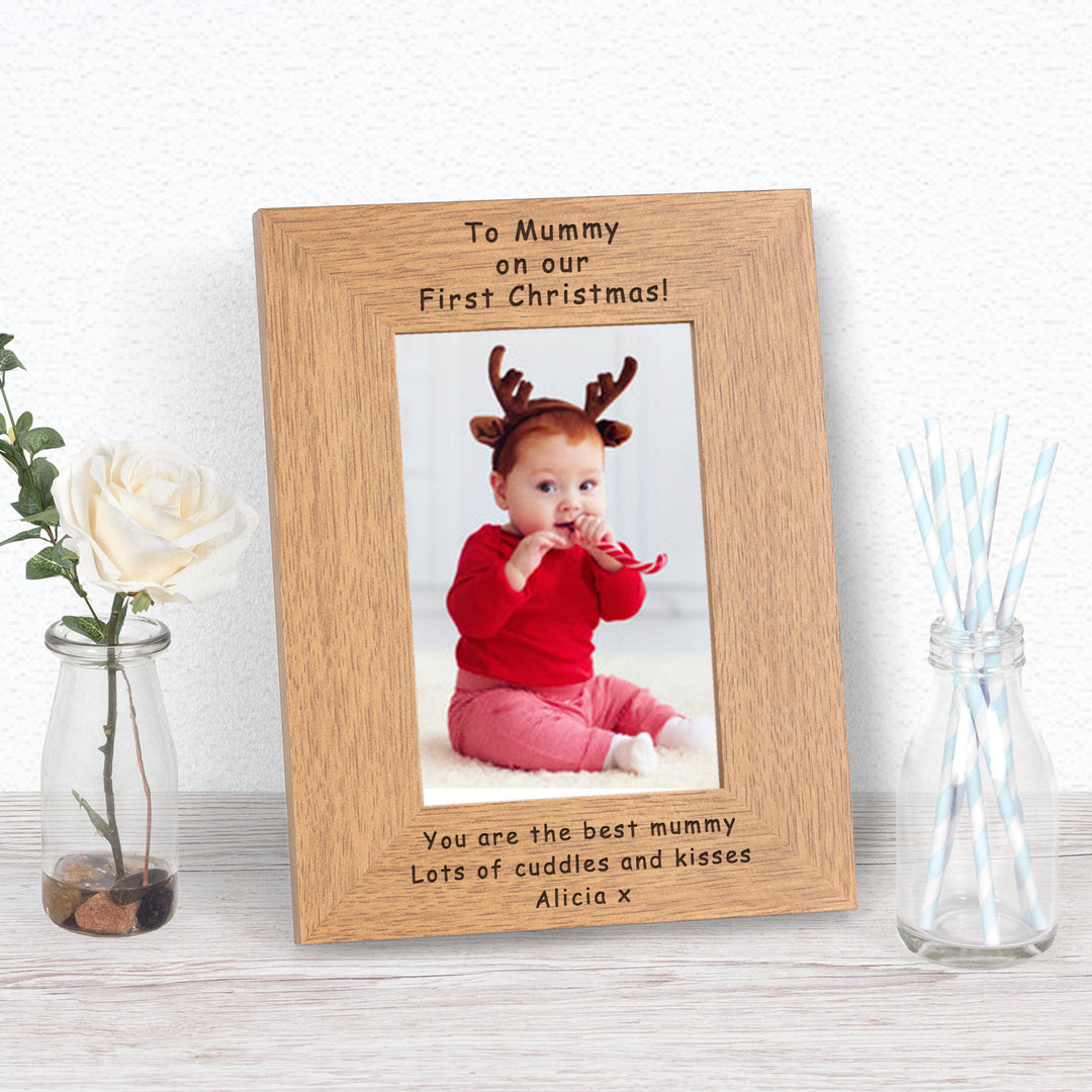 Personalised First Christmas Photo Frame for Mummy (7x5)