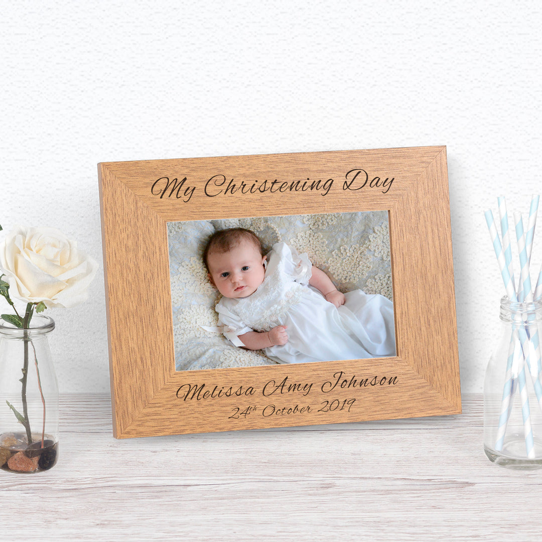 Personalised My Christening Day Oak Finish Photo Frame 6x4