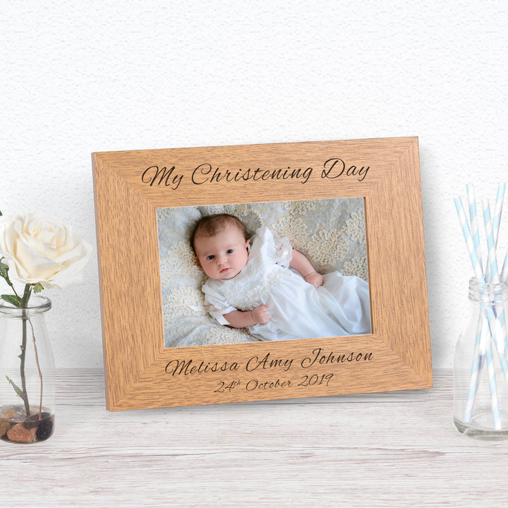 Personalised My Christening Day Oak Finish Photo Frame 6x4