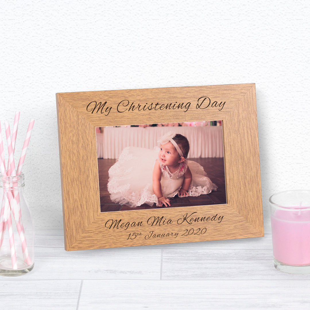 Personalised My Christening Day Oak Finish Photo Frame 6x4