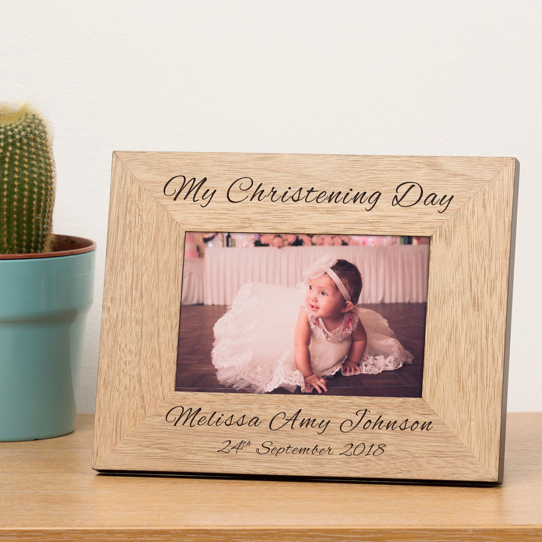 Personalised My Christening Day Oak Finish Photo Frame 6x4