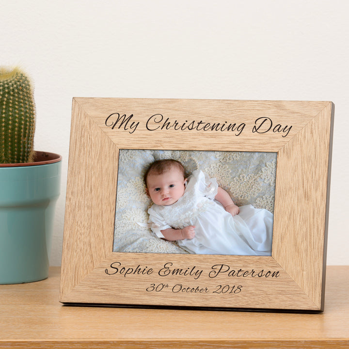 Personalised My Christening Day Oak Finish Photo Frame 6x4
