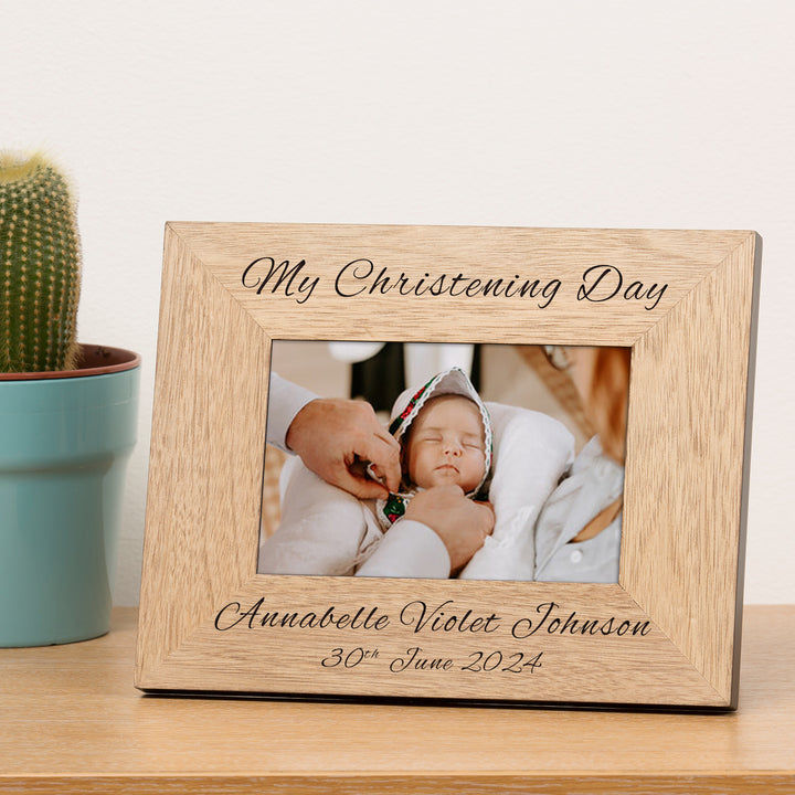 Personalised My Christening Day Oak Finish Photo Frame 6x4