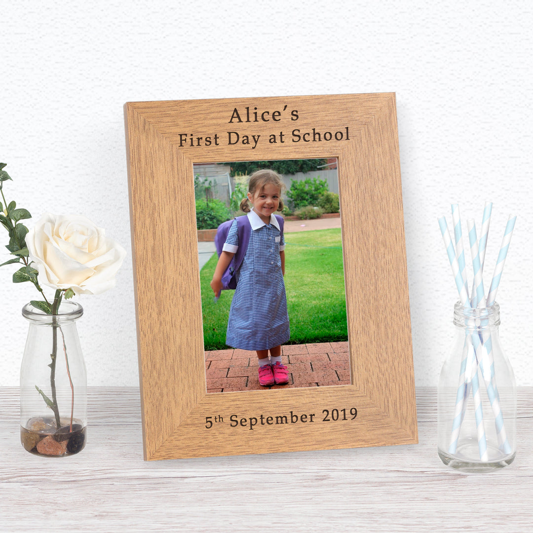 Personalised First Day at School Wooden Photo Frame 7x5