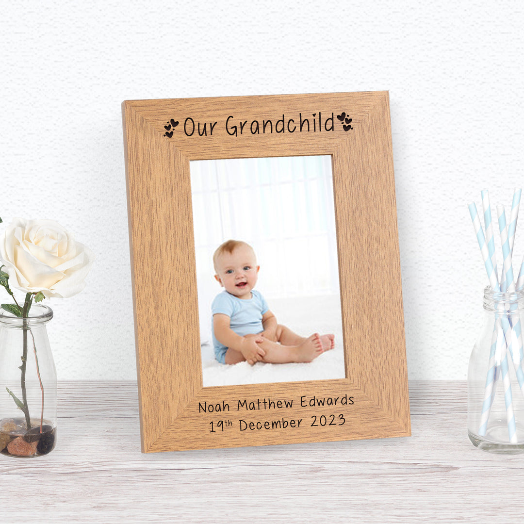 Personalised Our Grandchild Wooden Photo Frame 7x5