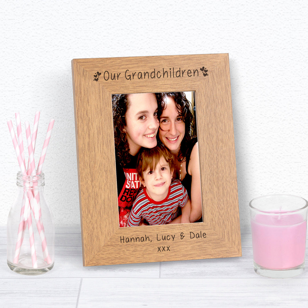 Personalised Our Grandchildren Oak Photo Frame 6x4