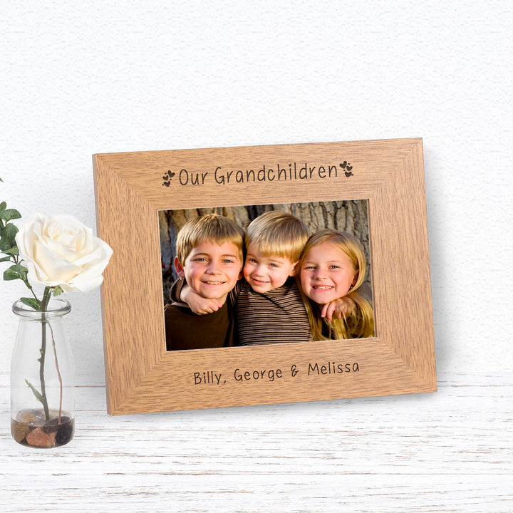 Personalised Our Grandchildren Oak Photo Frame 6x4