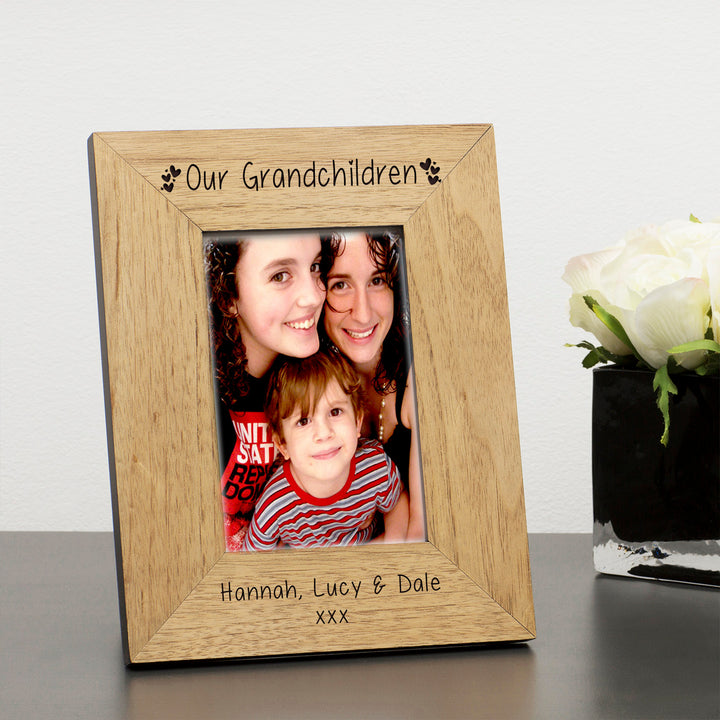 Personalised Our Grandchildren Oak Photo Frame 6x4