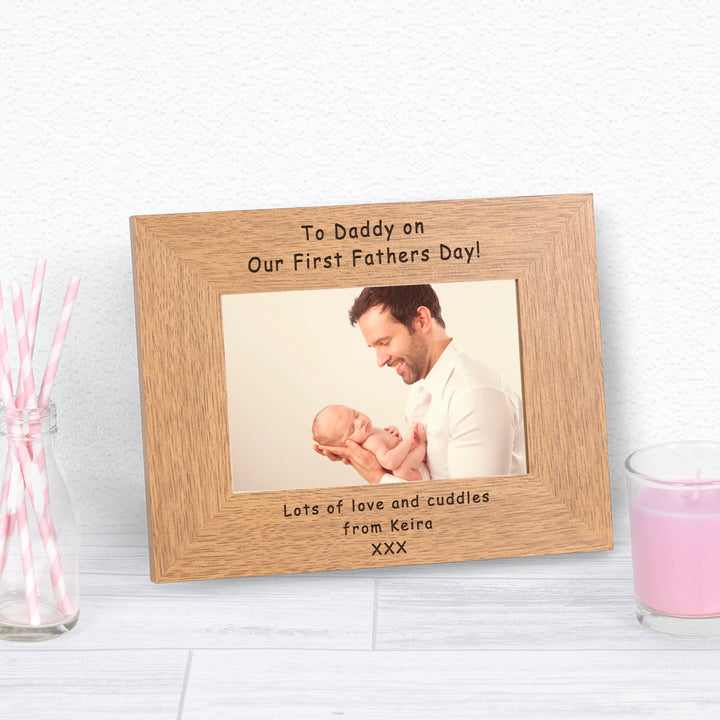 Personalised Our First Father’s Day 6x4 Wooden Photo Frame