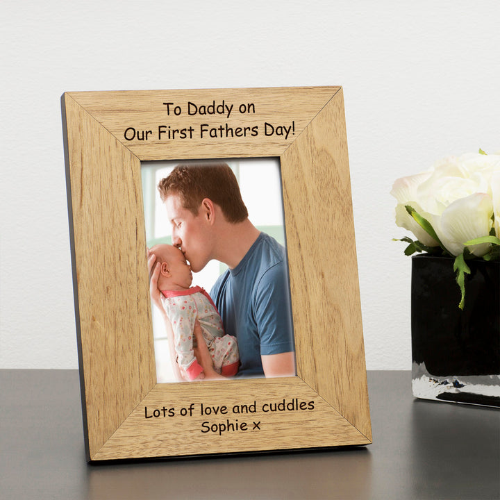 Personalised Our First Father’s Day 6x4 Wooden Photo Frame