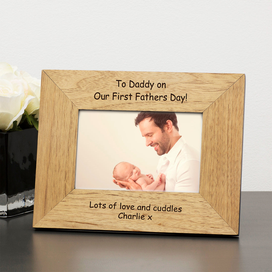Personalised Our First Father’s Day 6x4 Wooden Photo Frame