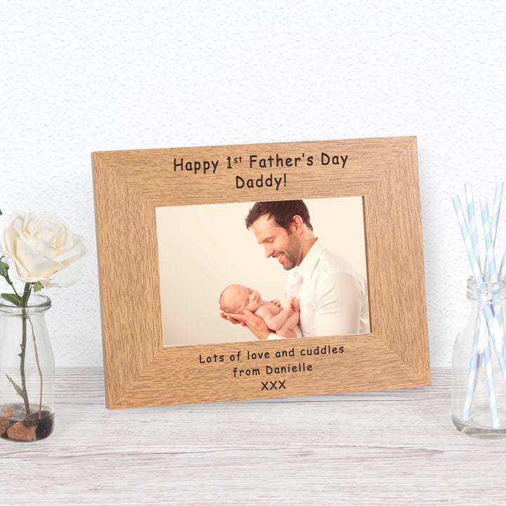 Personalised 1st Father’s Day Daddy Oak Photo Frame 6x4