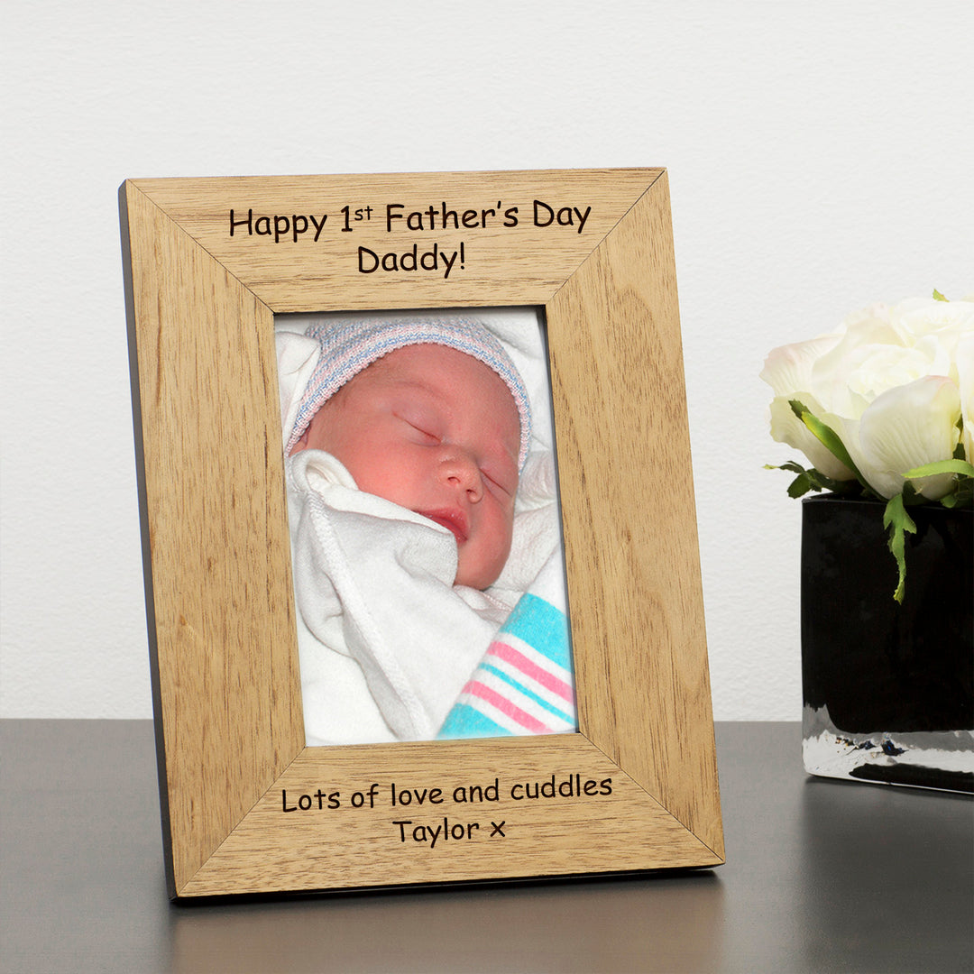 Personalised 1st Father’s Day Daddy Oak Photo Frame 6x4