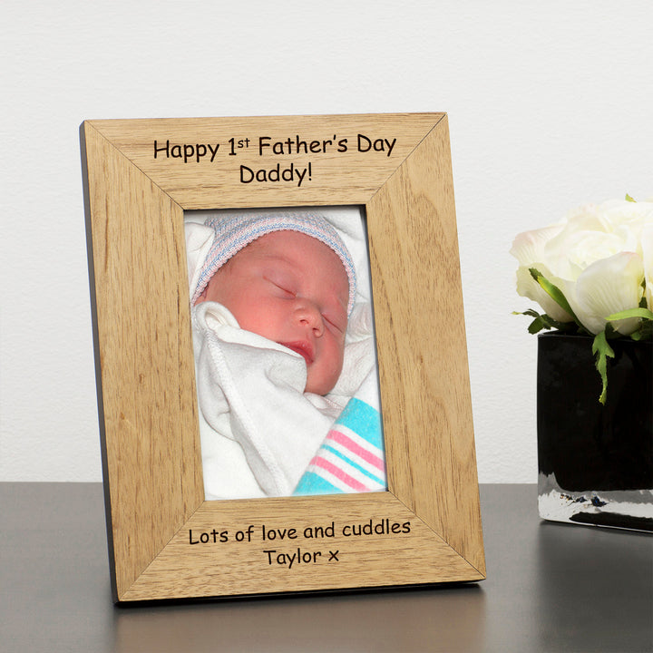 Personalised 1st Father’s Day Daddy Oak Photo Frame 6x4