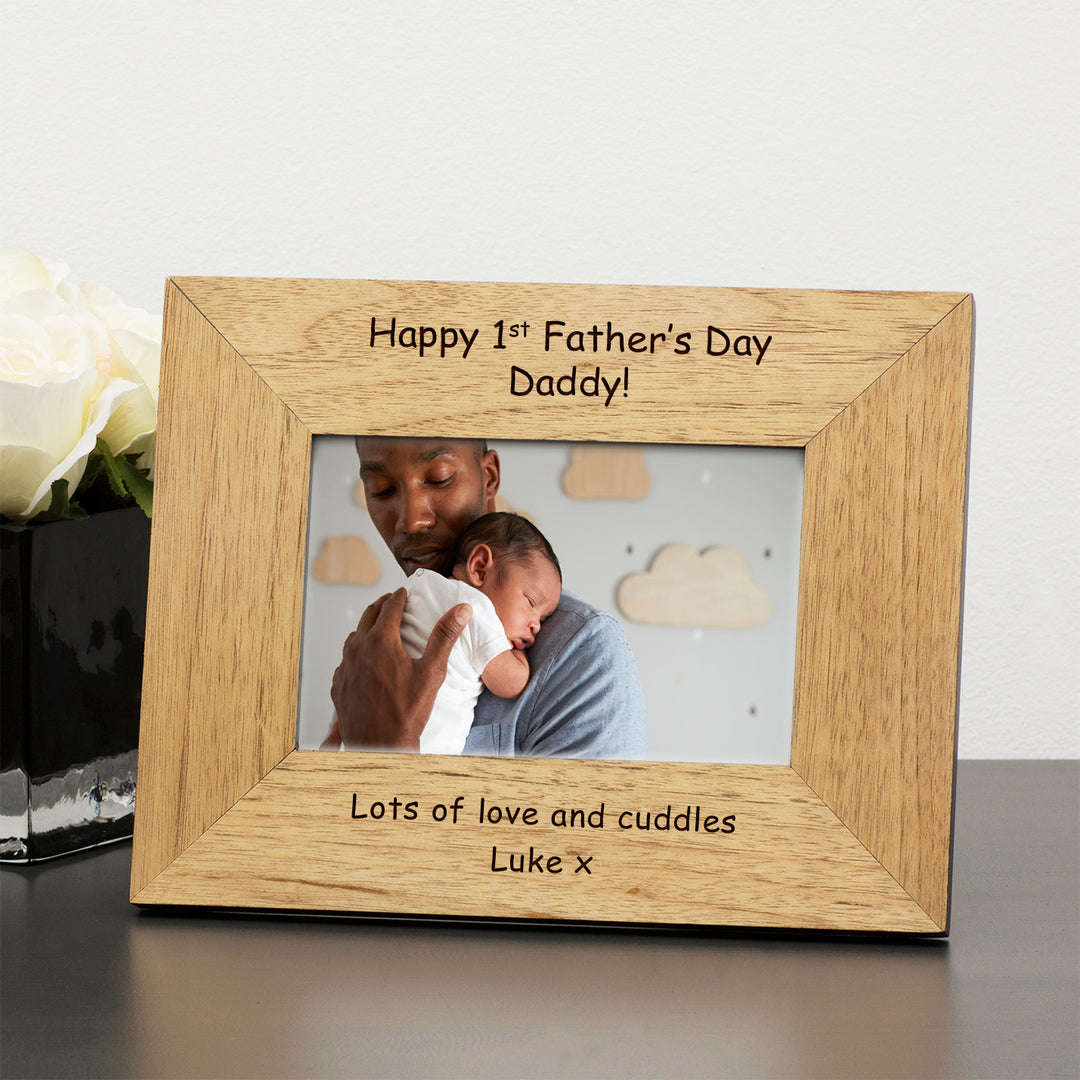 Personalised 1st Father’s Day Daddy Oak Photo Frame 6x4