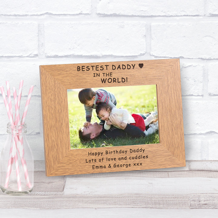 Personalised Bestest Daddy Wooden Photo Frame 6x4