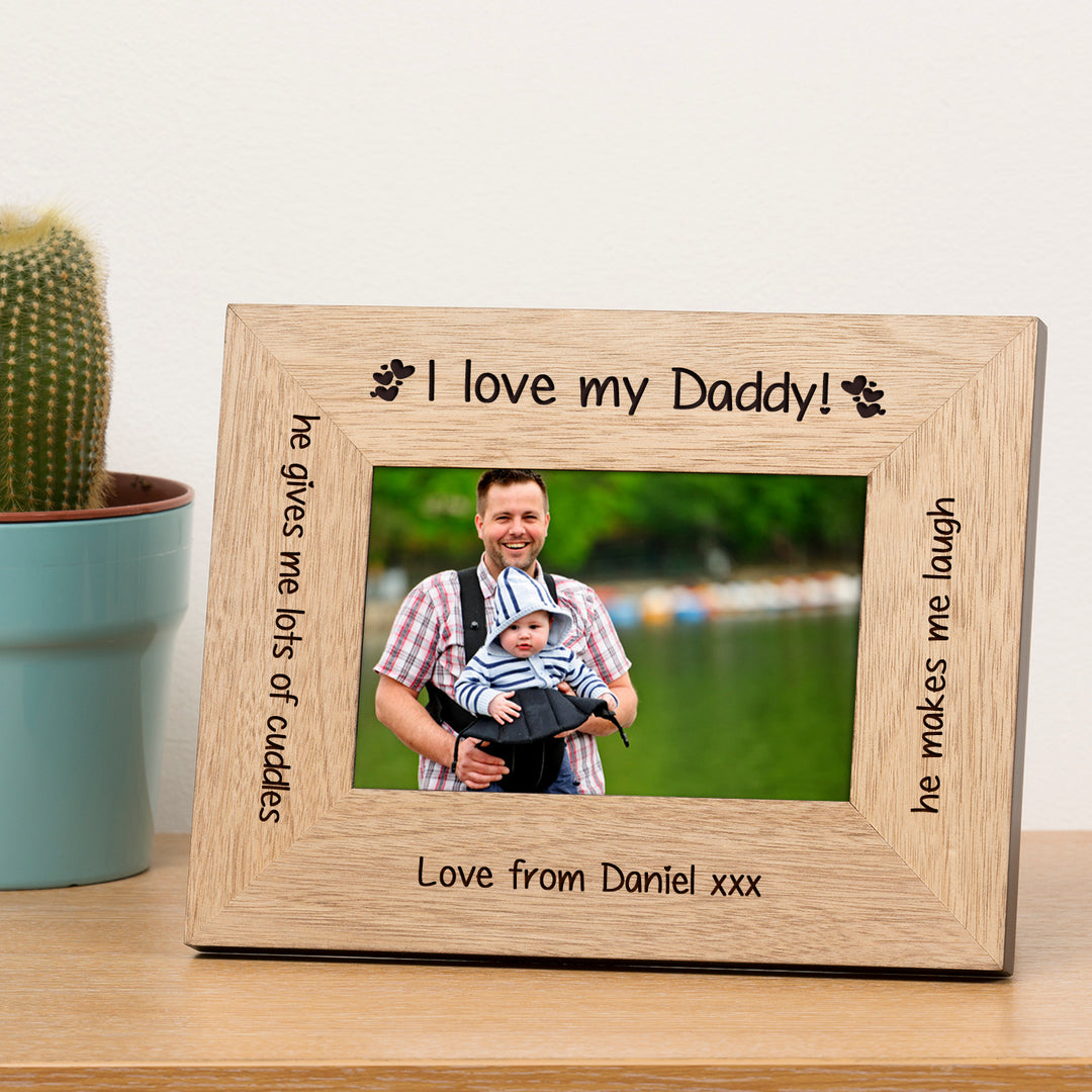 Personalised I Love My Daddy Oak Photo Frame 6x4
