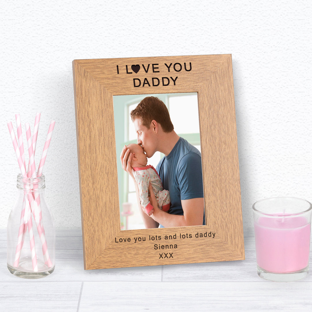 Personalised I Love You Daddy Oak Finish Photo Frame 7x5