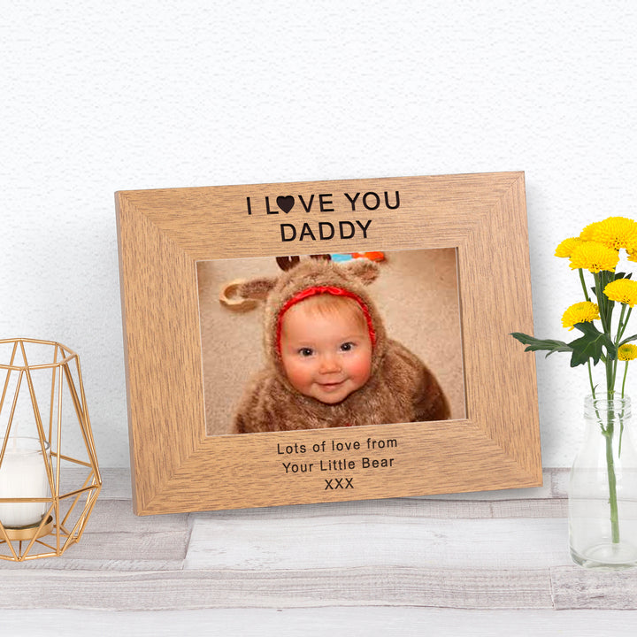 Personalised I Love You Daddy Oak Finish Photo Frame 6x4